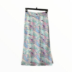 Princess Polly Aliana Midi Skirt Pastel NWT Swirl Size 2